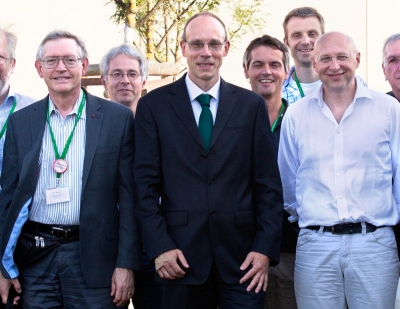 Nobel Prize Winners Stefan W. Hell (right) and W.E. Moerner (left) at PicoQuant's single molecule workshop in 2014.