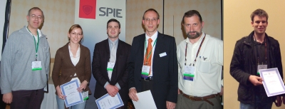 Sigrun Henkenjohann, Jonas Foelling and Nathan P. Wells - winner young investigator award at BIOS 2009 along with the jury