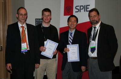Steffen J. Sahl, Matthew D. Lew and Ryan A. Colyer(missing) - winner young investigator award at BIOS 2010 along with the jury