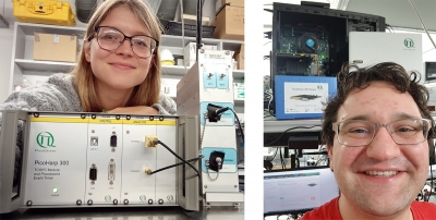 Phillip McCann (University of Tokyo, Japan) andVeronika Parfentyeva (ICFO, Spain), winners of PicoQuant’s SPIE Photonics West 2021 picture contest