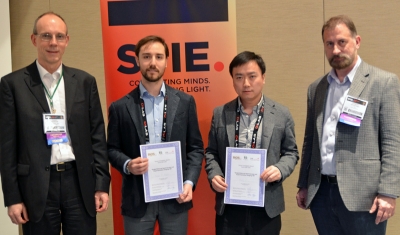 Evan Perillo and Dong Li - winners of the youn investigator award at BiOS 2015 - along with the jury.