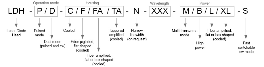 Naming scheme for laser heads from the LDH Series