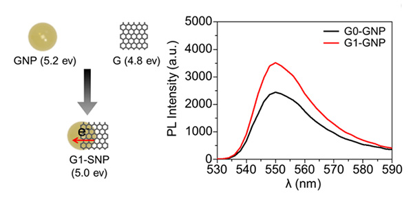 Changes in photoluminescence (PL) intensities of graphene-covered NPs (adapted)