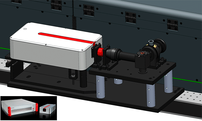 Integrated 780 nm femtosecond fiber laser module coupled to the Luminosa confocal microscope for quantitative metabolic fluorescence lifetime imaging.