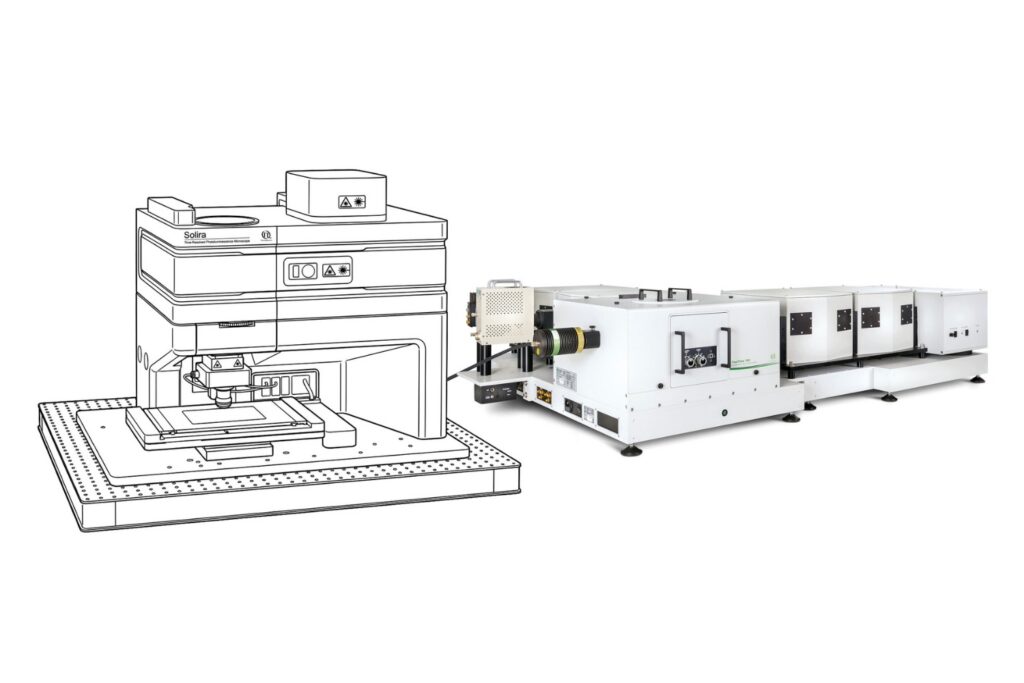 Coupled scanning microscope and spectrometer configuration for spatially resolved time-resolved micro-photoluminescence measurements.