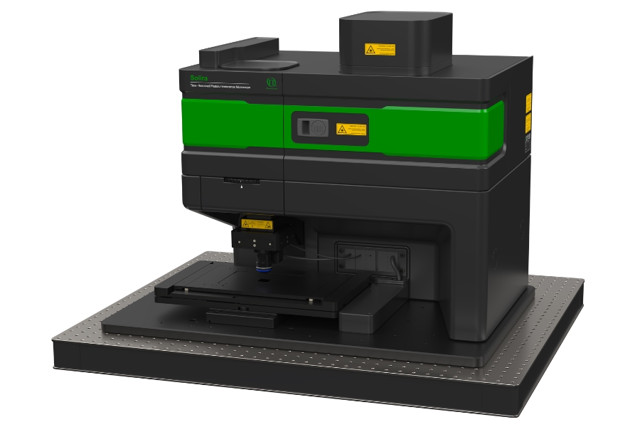Solira upright time-resolved photoluminescence microscope with motorized sample stage for TRPL imaging and material characterization.