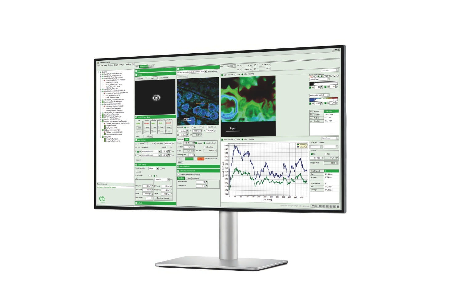 SymphoTime 64 software interface for fluorescence lifetime imaging analysis