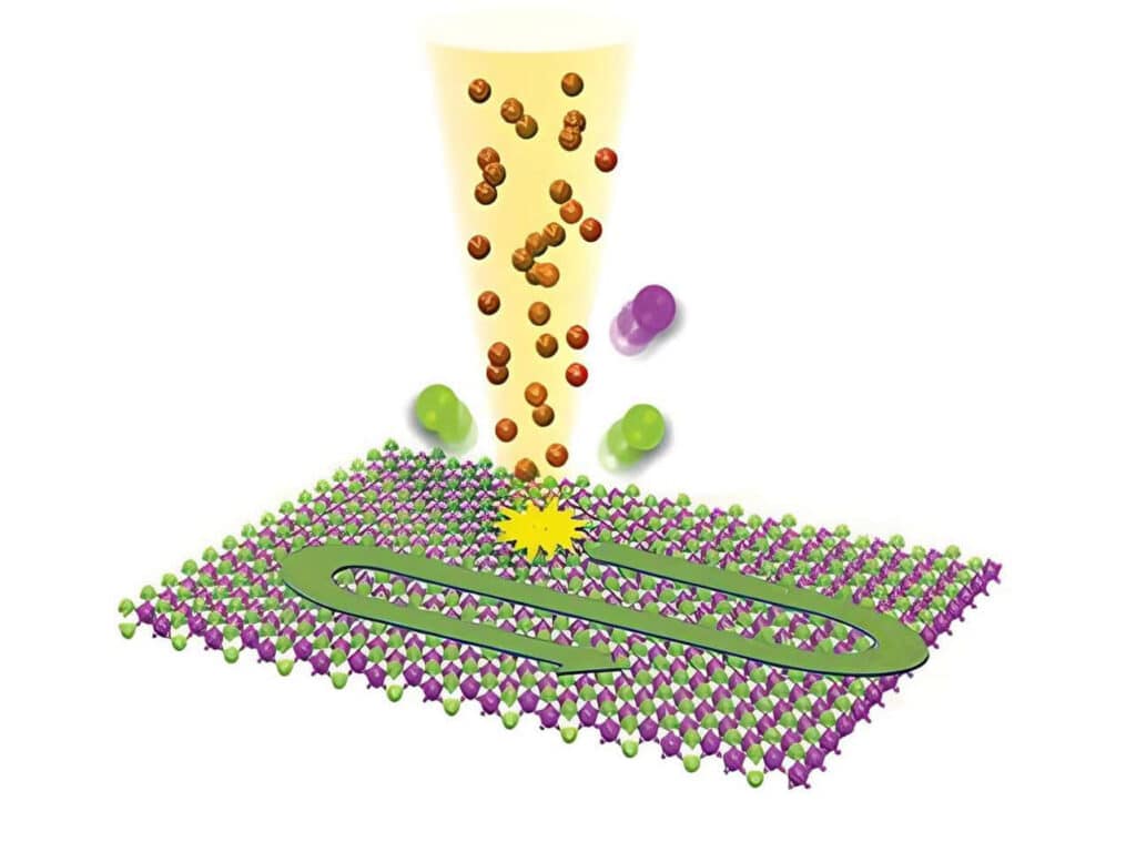 illustration of a van der Waals heterostructure emitting quantum light